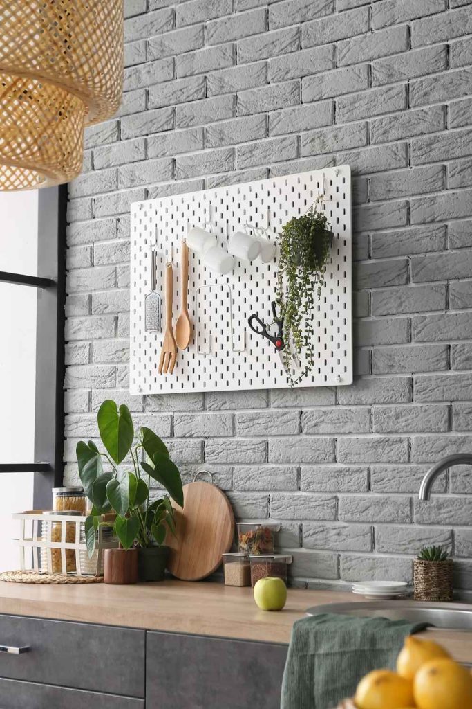 Pegboard Wall | Small Kitchen Layouts |cozy kitchen | very small kitchen ideas | mini kitchen ideas small spaces | kitchen decor | kitchen decor inspiration